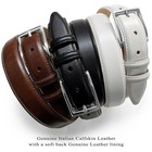 Men's Belt Adam Silver Genuine Full-Grain Cowhide Leather Dress Belt 1-1/8"