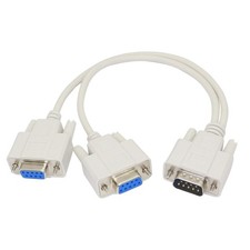 PNGKNYOCN 30cm DB9 Y Splitter Cable 9 Pin 1 Male to 2 Female 30 cm, Black