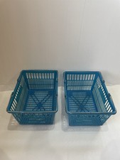 Vintage Set Of 2 Blue Shopping Basket