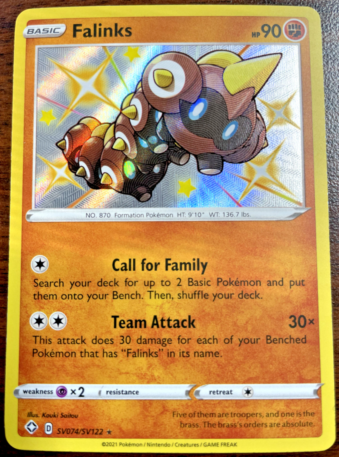 Pokemon TCG - Falinks SV074/SV122 - Shining Fates Shiny Vault Rare - Near Mint