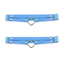 2Pcs Adjustable Heart Leg Garter Belt, Elastic Thigh Garters for Women, Blue