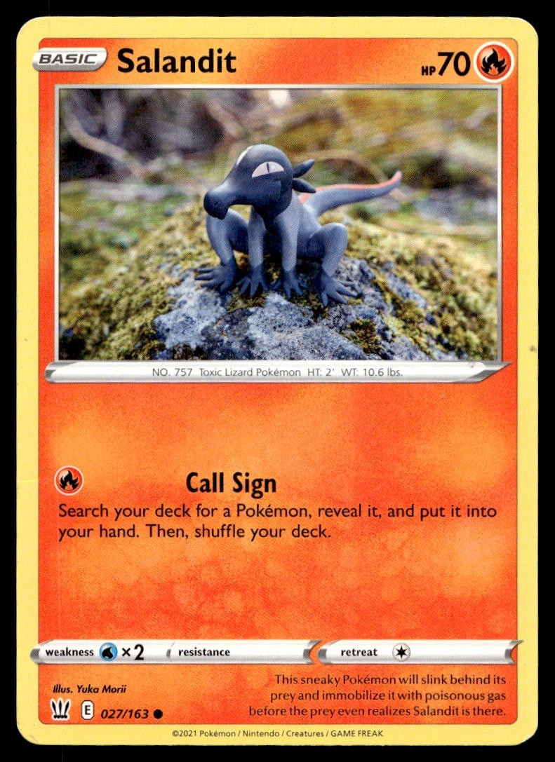 Salandit 27/163 Pokemon Card Battle Styles Common 70 HP Lightly Played R4