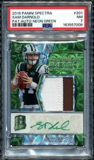 2018 Panini Spectra Sam Darnold Rookie Patch Auto Neon GREEN RC #/60 RPA PSA 7