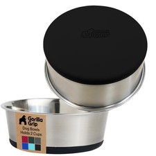 GORILLA GRIP Dog Bowls, Heavy Duty 304 Stainless Steel, Holds 2 Cups Each (16...