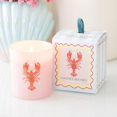 Kokos + Meersalz Duft Hummer Glas Kerze in Box - 35 Stunden Brenndauer 9x8x8cm