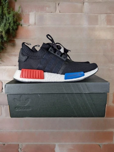 Adidas NMD R1 scarpe da ginnastica donna UK 4 5 EU 37 5 OG runner nero rosso blu S79168 nuove