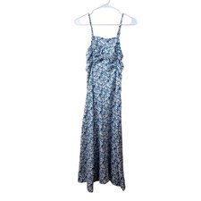 Loveriche Floral Ruched Midi Dress Blue White Smocked Back LD43735 Sky Womens S