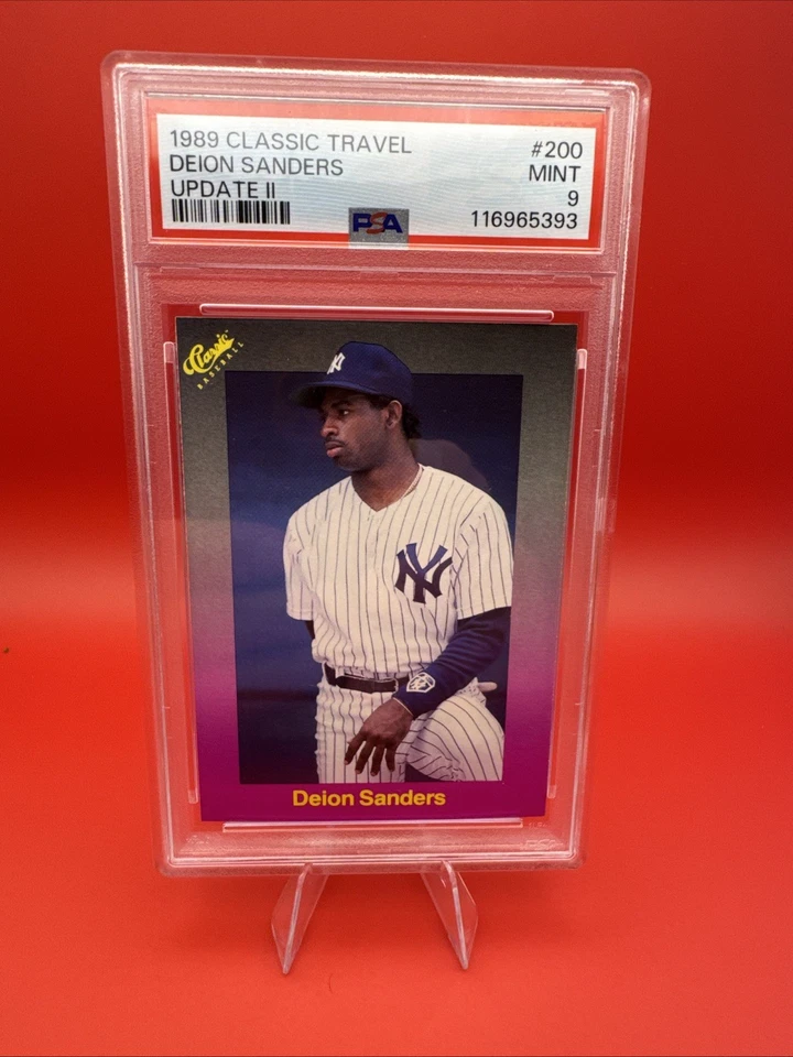 Lote de tarjetas graduadas Deion Sanders - 1989 clásico novato #200 y 1990 Topps #61 PSA 9 Foto 2 de 3
