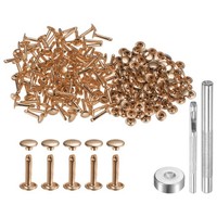 100 Sets Leder Nieten 9X16Mm Metall Doppelkappe Nieten DruckknöPfe, Hellgold Ton