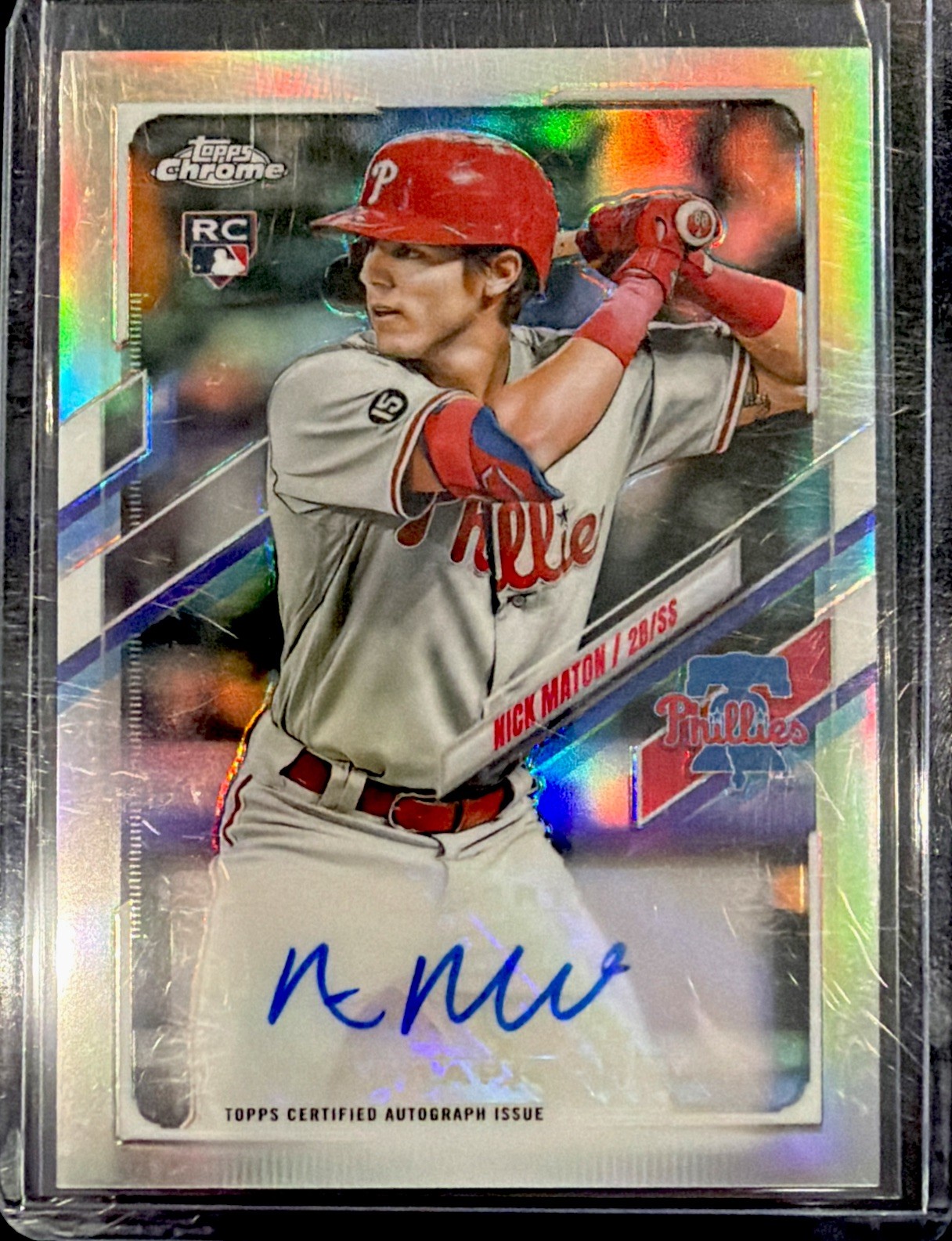 2021 Nick Maton Rookie Card Topps Chrome Update Refractor Auto #CUSA-NM