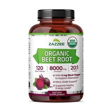 Zazzee USDA Organic Beet Root 8000 mg Strength 20:1 Extract, 120 Ve... Fast Ship
