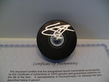Stuart Skinner Autographed Signed Edmonton Oilers Puck COA - Bright Silver Pen!