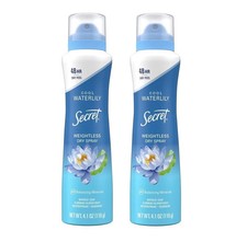 Lot of 2 Secret Dry Spray Deodorants Cool Waterlily 4.1 oz