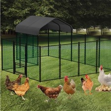 Large Metal Chicken Coop with Waterproof Cover Outdoor Farm Rust Resistant Multi