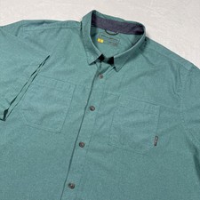 Eddie Bauer Shirt Men 2XL Green Short Sleeve Button Front Two Pocket Casual Vent