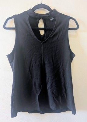 Nordstrom Halogen Women's Black Sleeveless Keyhole Blouse Women's Size Large