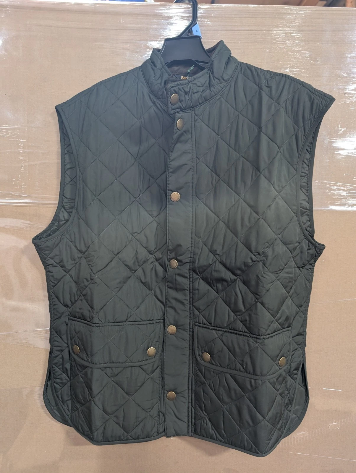 Barbour Men's Olive Green Lowerdale Quilted Gilet Full Zip Vest Sz 2XL