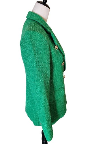 Green Tweed Blazer With Gold Crest Buttons (No Size Tag) Business, Casual - Picture 4 of 9