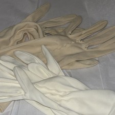 Vintage ladies cotton blend gloves, 2 Pairs Cream And White