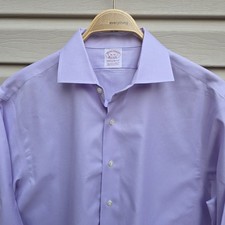 Brooks Brothers Dress Shirt 16-32 Lilac Purple Madison Fit Stretch Supima Cotton