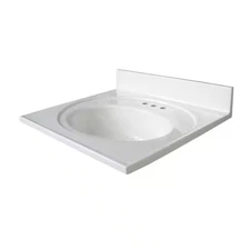 Glacier Bay 25 in.  x 22 in.  Cultured Marble White Round Single Sink Vanity Top