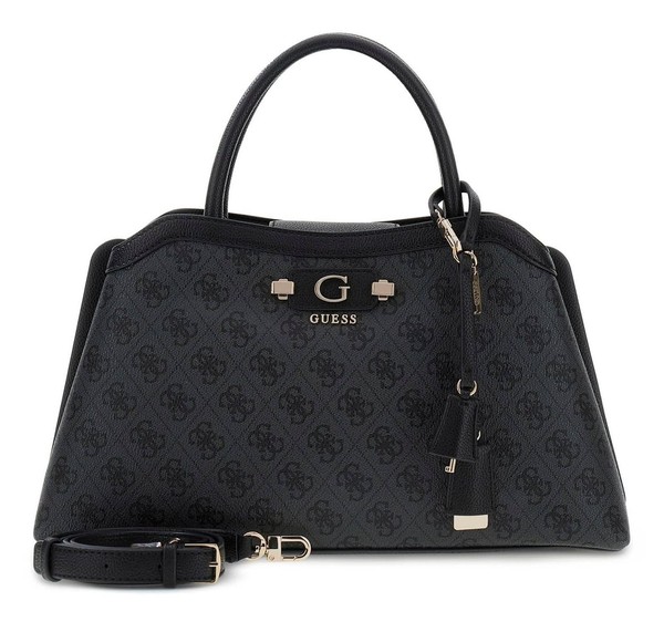 Guess Lindsey Girlfriend Satchel UmhäNgetasche Tasche Coal Logo Dunkelgrau Neu-image