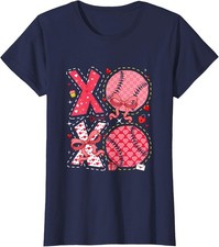 Softball Balls Bow Tie Hearts Valentine's Day Ladies' Crewneck T-Shirt