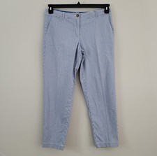 TALBOTS The Weekend Chino Size 10 Petite Blue  White Striped Ankle Length Pants