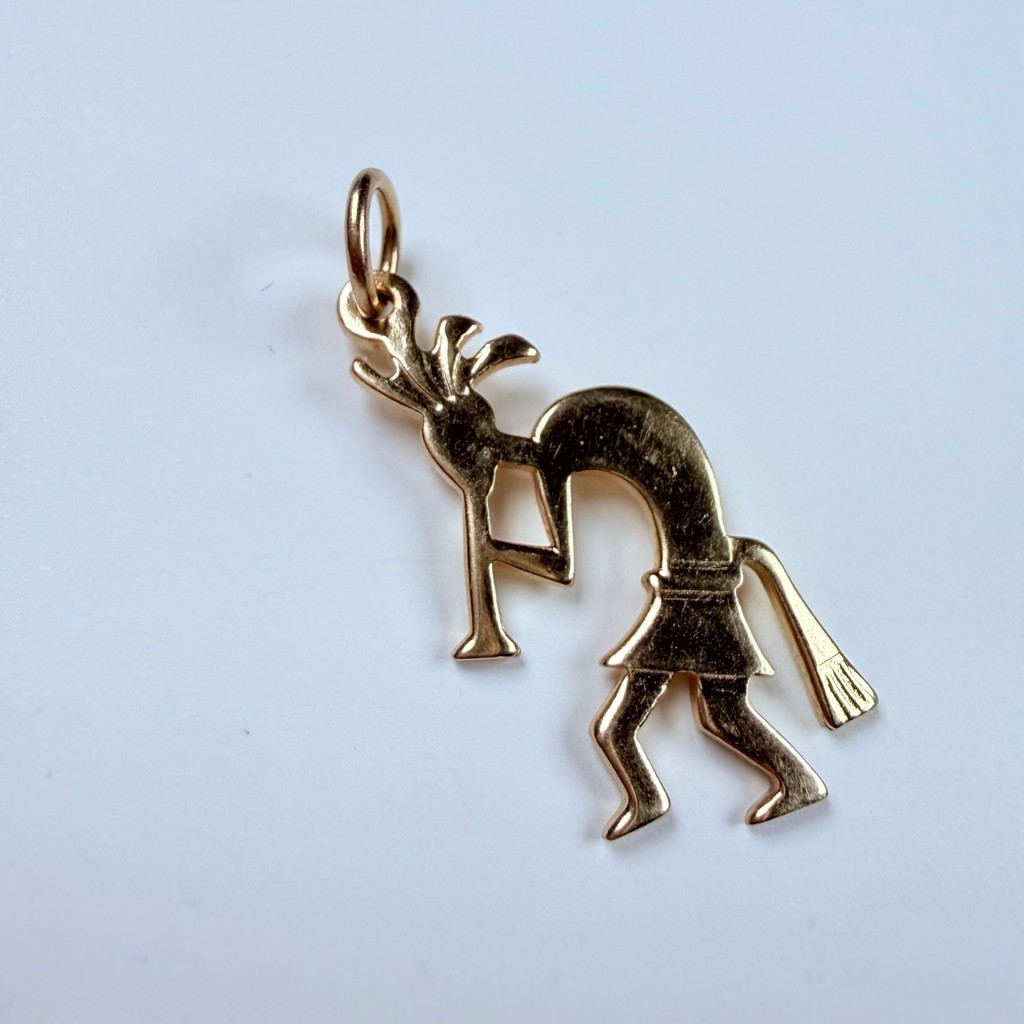 14K Solid Yellow Gold Native American Kokopelli F… - image 2