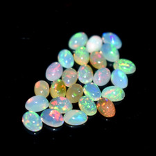 Natural White Ethiopian Opal Oval Shape 25 Pc Lot Loose Gemstone 7.8 Ct 4X6X2 mm