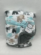 Luvable Friends Elephant Baby Blanket Gray Sherpa Plush Security Lovey Unisex