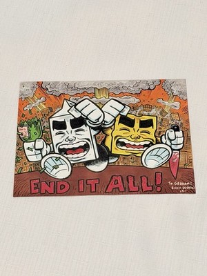 Evan Dorkin Original Milk & Cheese Color Sketch Card