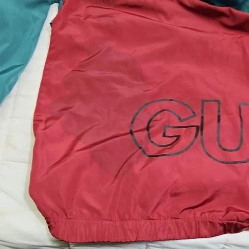GUESS Los Angeles Men’s L Colorblock Hooded Full Zip Windbreaker Black/Teal/Red image 6