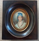 Ancien Cadre À Poser portrait Peinture Miniature 19 Ème André Marc Antigna