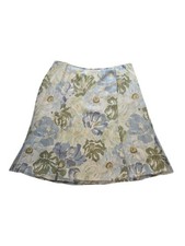 Talbots Petite Knee Skirt Womens 14 Large 100 Silk Floral Fairy Whimsy Cottage