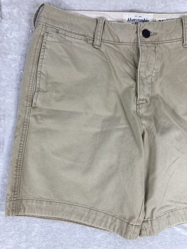 Pantalones Cortos Chinos Abercrombie & Fitch Frente Plano Botón Mosca Para Hombres 33 Nuevos - Imagen 3 de 9