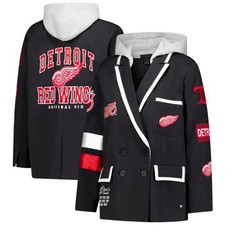 Women's The Wild Collective Black Detroit Red Wings Original 6 Hooded Blazer