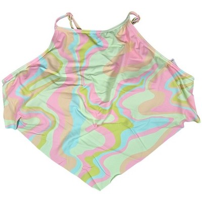 Roxy Tropics Hype Crop Top Bikini Swim Pastel Swirl ERJX305047 Size M