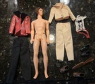 VTG 70s Barbie The Now Look Ken Doll 9342 Rooted Hair Jacket Pants 9745 Brocade