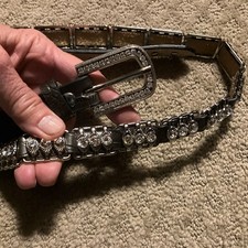 New NOCONA Women s Western XL Rhinestone Leather Belt Brown Bling Rodeo Cowgirl