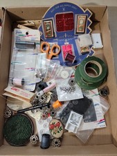 Large LOT Vintage Sewing Thread Needles Wood Spools Miscellaneous