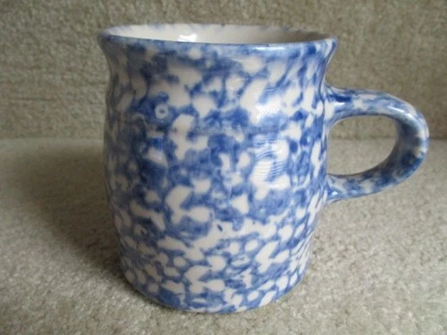 Gerald Henn Workshops Blue Spongeware Roseville Coffee Mug Cup Farmhouse