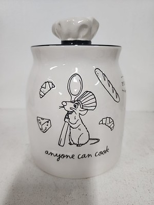 NEW 2026 Rae Dunn Disney Ratatouille ''ANYONE CAN COOK'' Canister Black & White