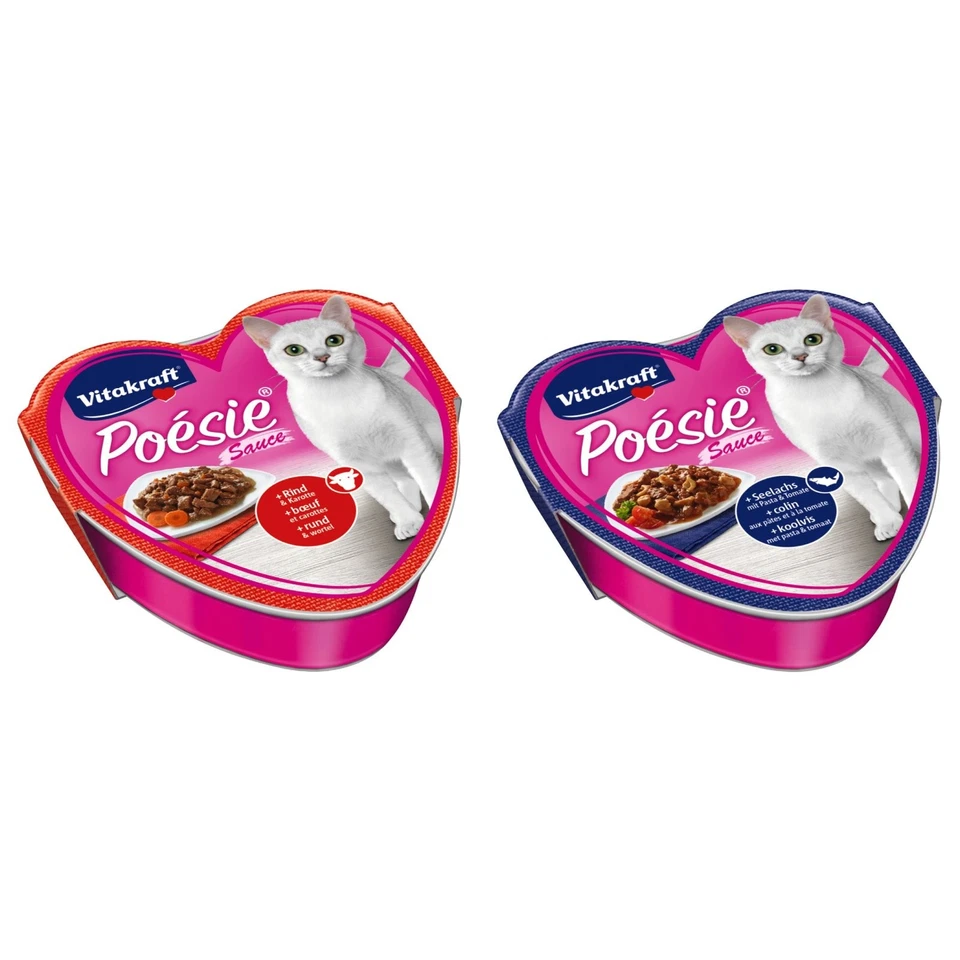 Vitakraft Katzenfutter Poesie - 15x Rind und Karotte + 15x Seelaachs mit Pasta u