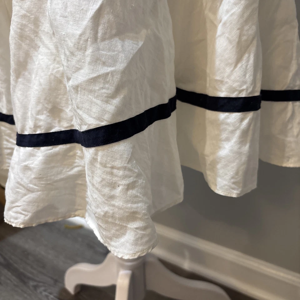 Falda acampanada Lauren Ralph Lauren Riviera de lino crema línea azul marino. Talla 6.  Forrado Foto 2 de 4