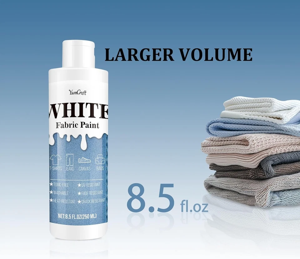 Fabric Paint White, 8.5Oz Fabric Paint for Clothes Permanent, Fabricoat Textile - Image 2 of 4