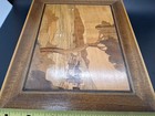 Mid-Century Wooden Inlay Marquetry Art Italian Ocean/Town Landscape. Wall Art — photo 6