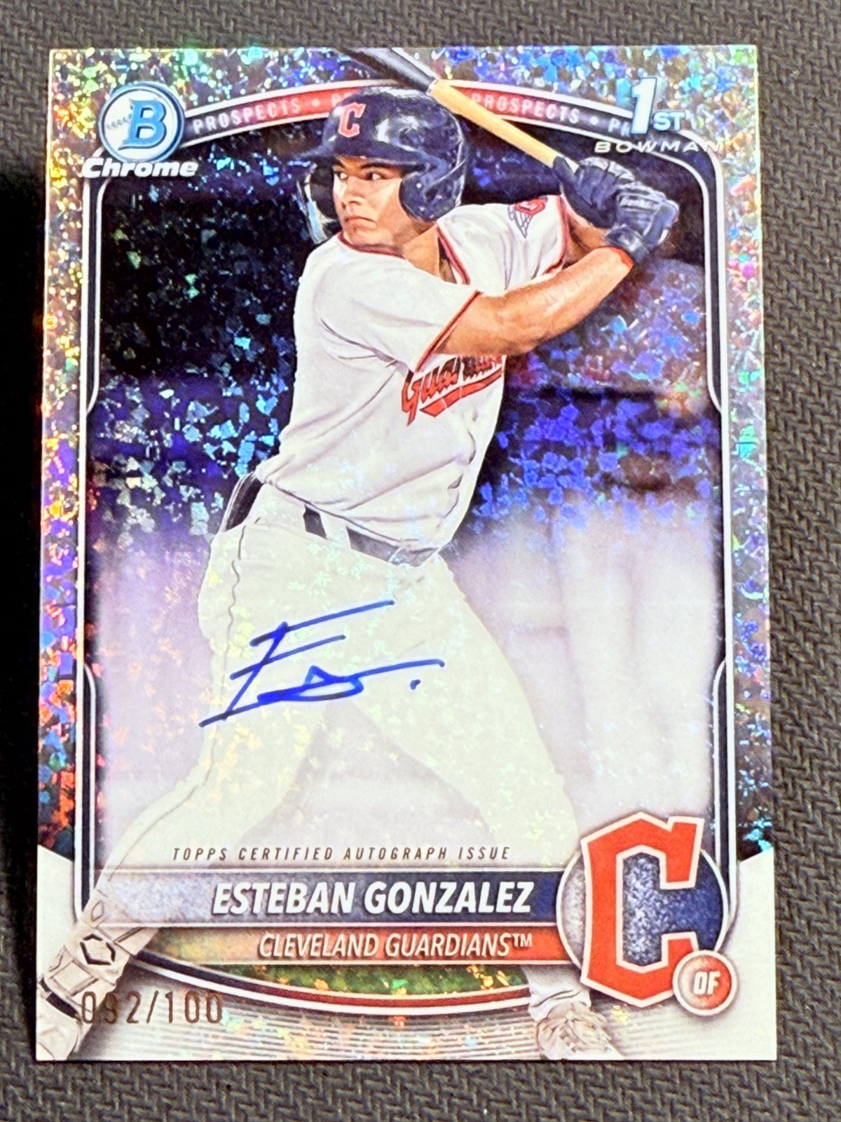 2025 Bowman Chrome 1st MINI DIAMOND REFRACTOR AUTO Esteban Gonzalez 092/100