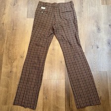 Vtg 60s Pants Disco Flare Leg Rayon Acetate Deadstock NOS Mens 36 Unhemmed FLAWS