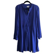 OLD NAVY Large Royal Blue Knee Length Shift Dress Lined Long Sleeve